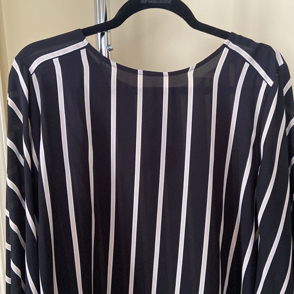 LOFT black long sleeve striped blouse - Picture 2 of 4
